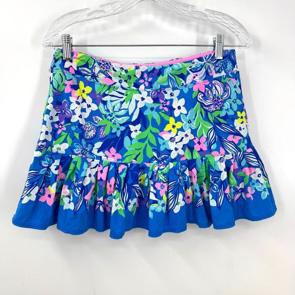 Lilly Pulitzer Luxletic Skort M Taye Pleated Social Sunset Blue Floral Tennis - Picture 1 of 9